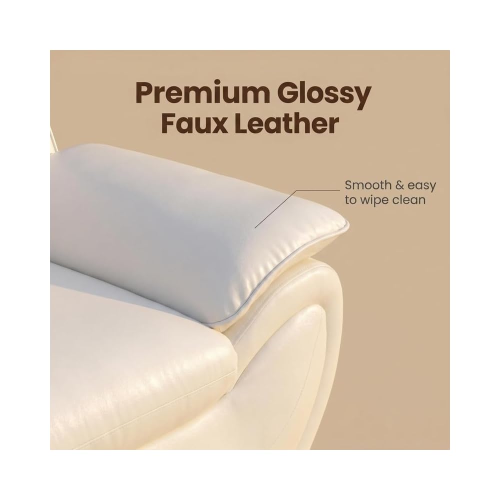 Modern Faux Leather Loveseat – 2-Seater Sofa with Chrome Legs & Padded Armrests – Contemporary Small Couch for Living Room, Bedroom, Home Office & Reception Area (White)