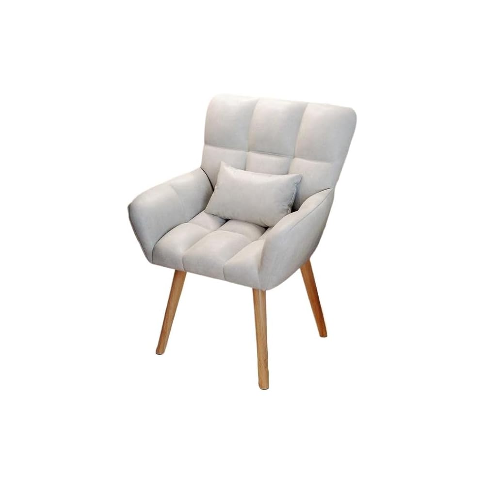 Elegant Patterned Armchair with Ergonomic Design and Comfortable Fabric - Perfect for Living Rooms and Offices (Fixed Model + Flannel Shu Light Gray (Free Throw Pillow))