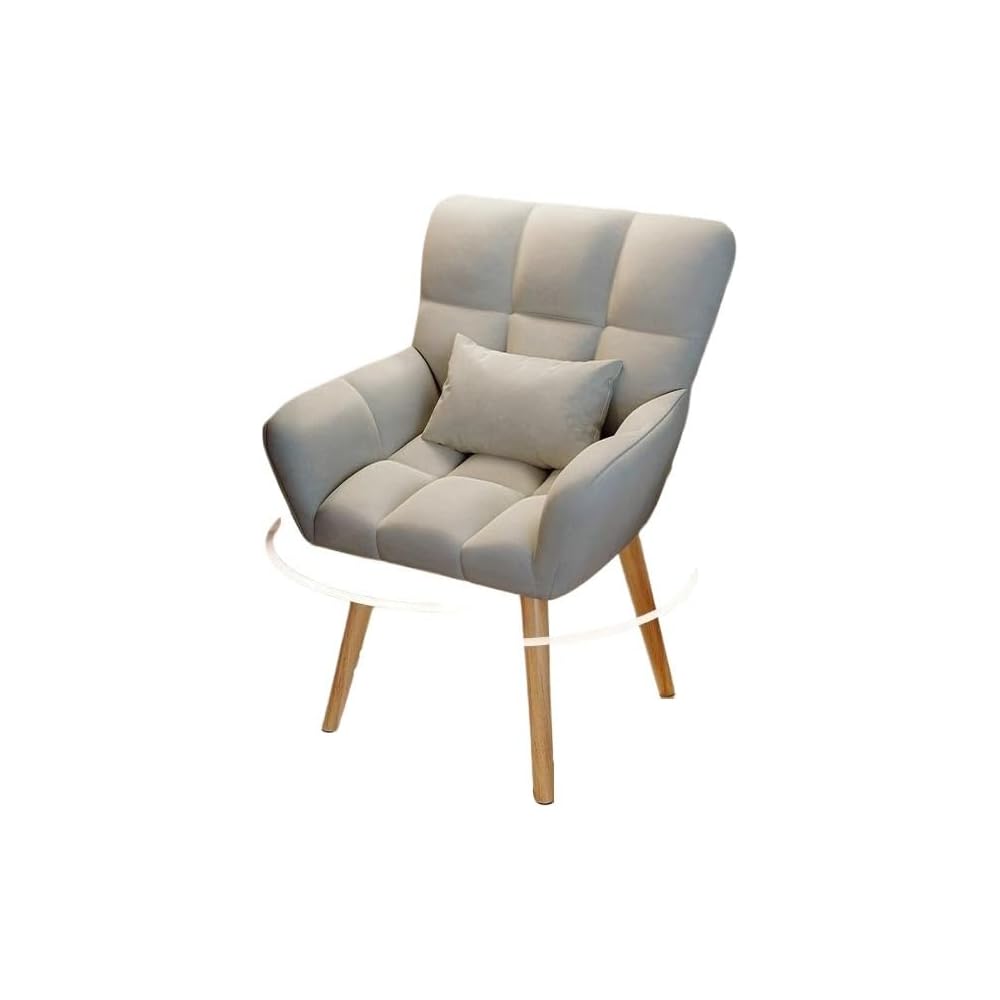 Elegant Patterned Armchair with Ergonomic Design and Comfortable Fabric - Perfect for Living Rooms and Offices (Fixed Model + Flannel Shu Light Gray (Free Throw Pillow))