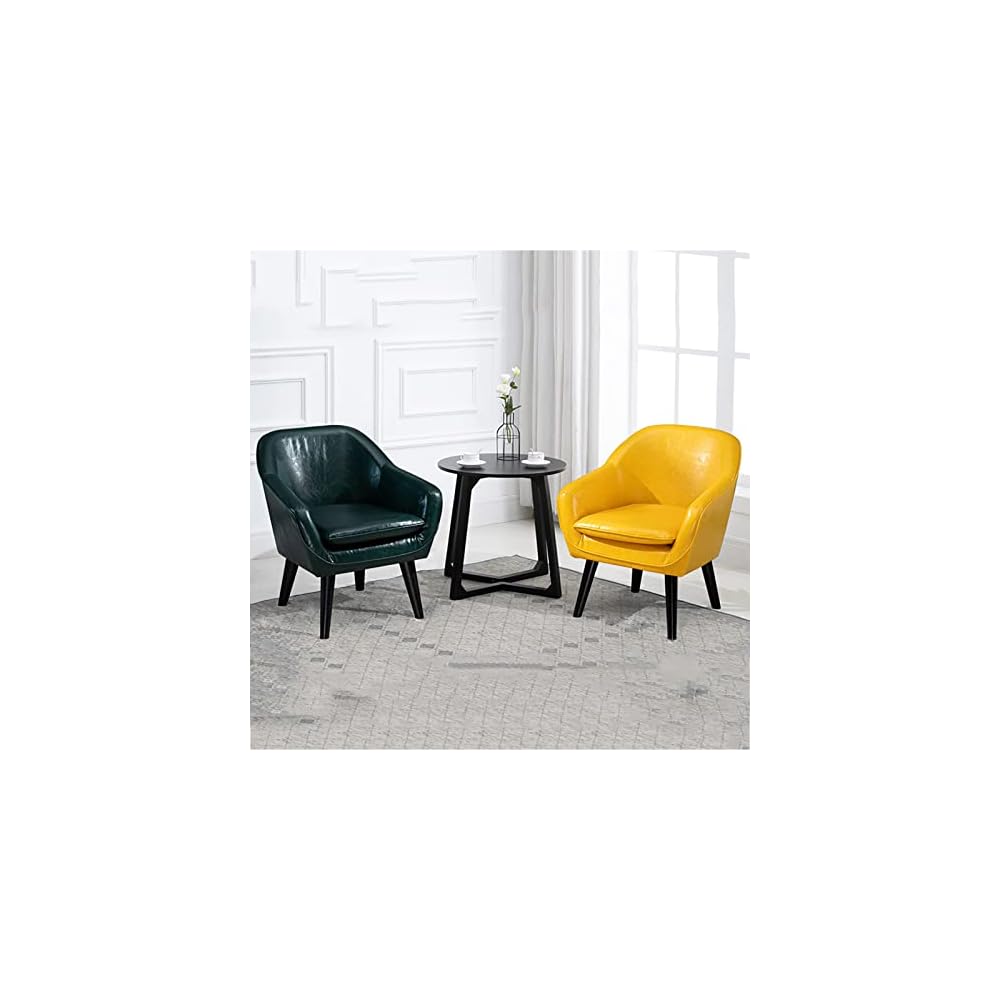 Accent Chair Living Room Chair Contemporary Lounge Sofa Chair Extra-Thick Upholstered Chair Comfortable Seat Home Office Bedroom Studio Sofa (Yellow)