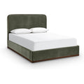 Meridian Furniture RavaGreen-F Rava Collection Modern | Contemporary Full Bed with Ultra Luxe Green 460 GSM Velvet, Piping, Solid Wood Inner Frame, 60.25" W x 84.75" D x 50.75" H, Green, Full