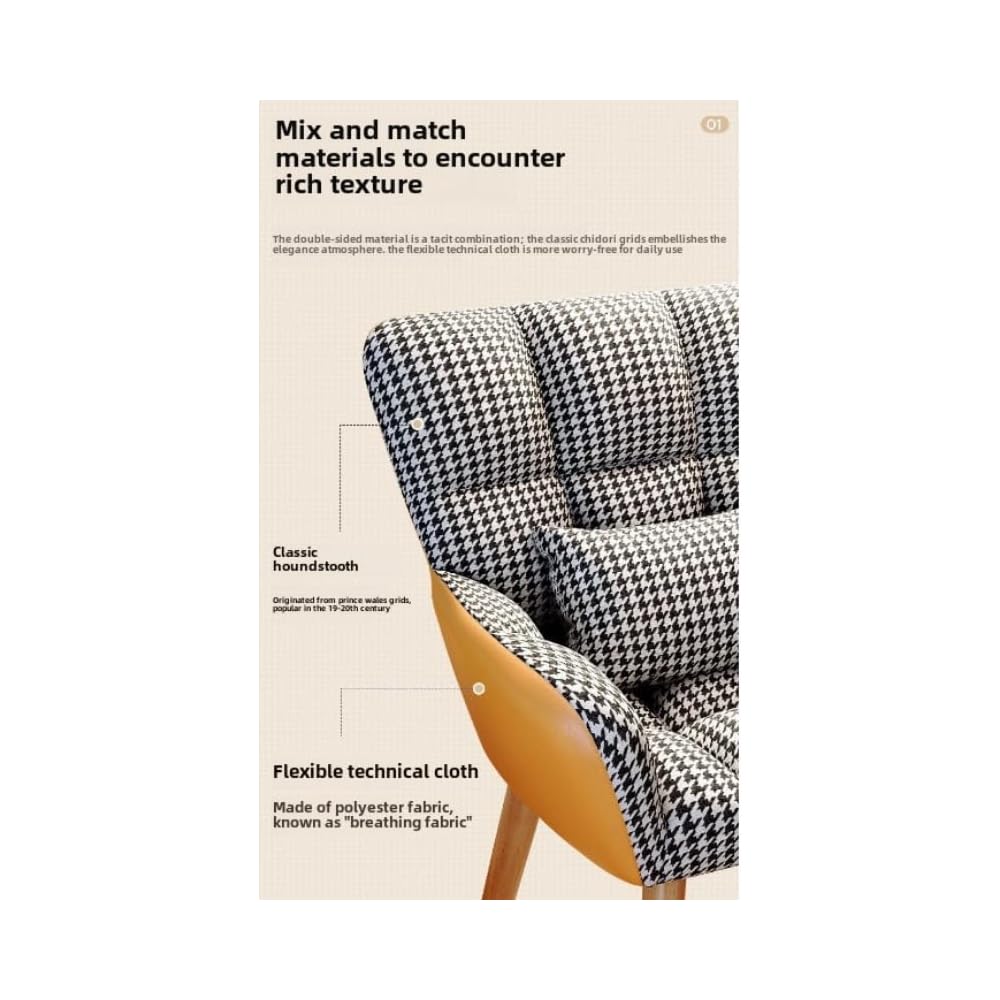 Elegant Patterned Armchair with Ergonomic Design and Comfortable Fabric - Perfect for Living Rooms and Offices (Fixed Model + Flannel Shu Light Gray (Free Throw Pillow))