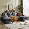 Sectional Couches for Living Room, Polyester, Dark Grey