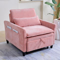 Sleeper Chair Pull Out Bed，Chenille 3 in 1 Convertible Sleeper Couches Single Sofa Chair with Adjustable Backrest for Living Room Bedroom Small Spaces (Pink)